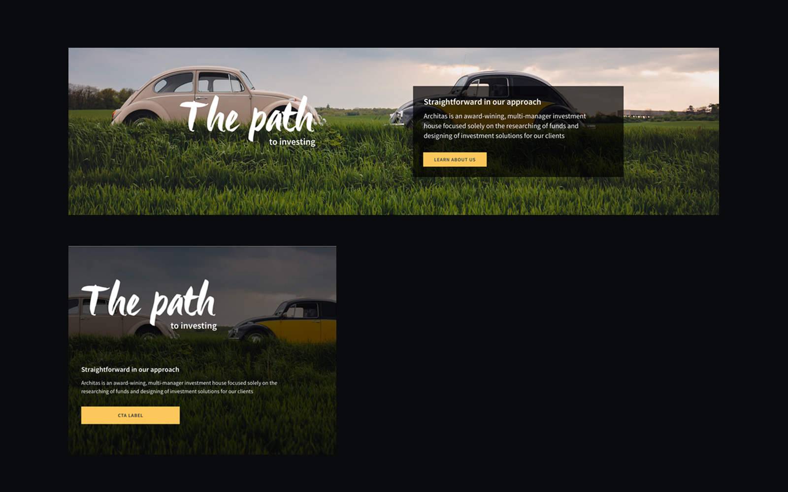Page hero module — flexible header with variants and CTA behaviour