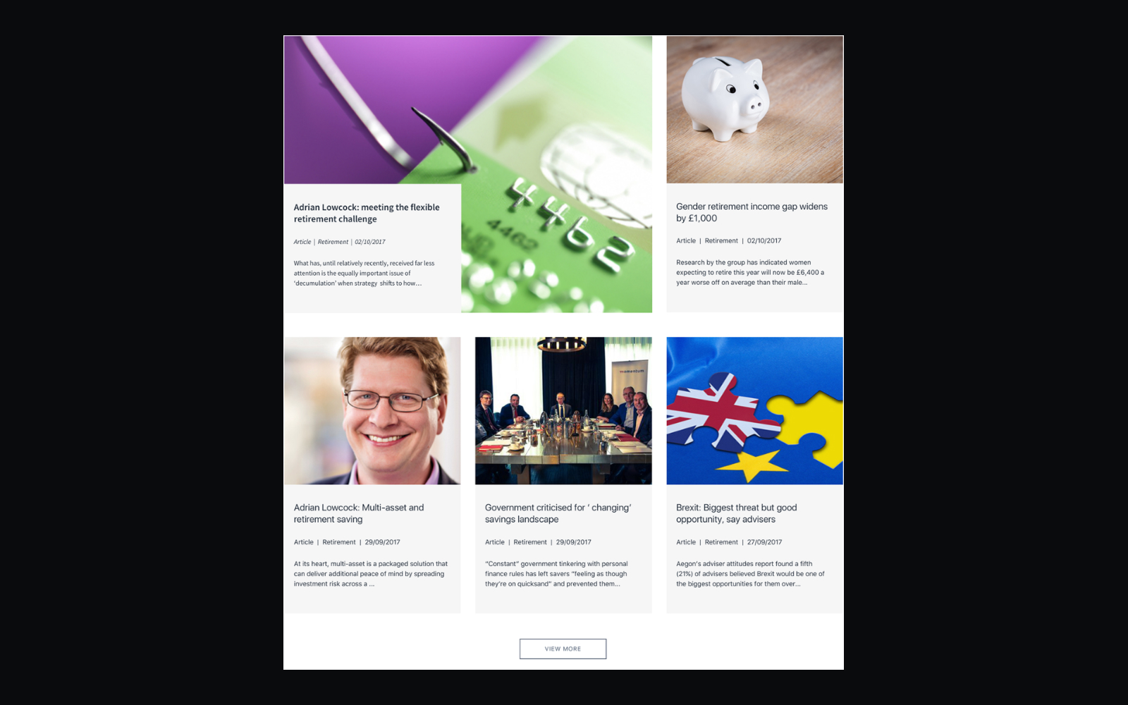 News block — scannable content card for insight articles